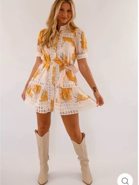 Floral and lace Orange minidress